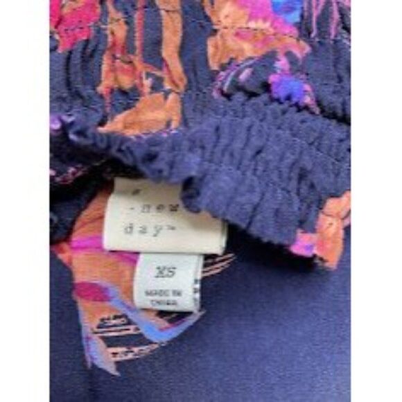 A NEW DAY AND Blue Floral Mock Neck‎ Smocked Maxi Dress Sz XS - Picture 4 of 8